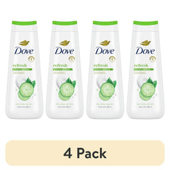 (4 pack) Dove Body Wash for Women Moisturizing Refresh Cucumber & Green Tea Cleanser All Skin, 20 oz