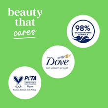 Dove refresh body wash badge set: 98% biodegradable, vegan, self-esteem project