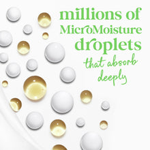 Moisturizing droplet graphic with gold and white spheres for micromoisture