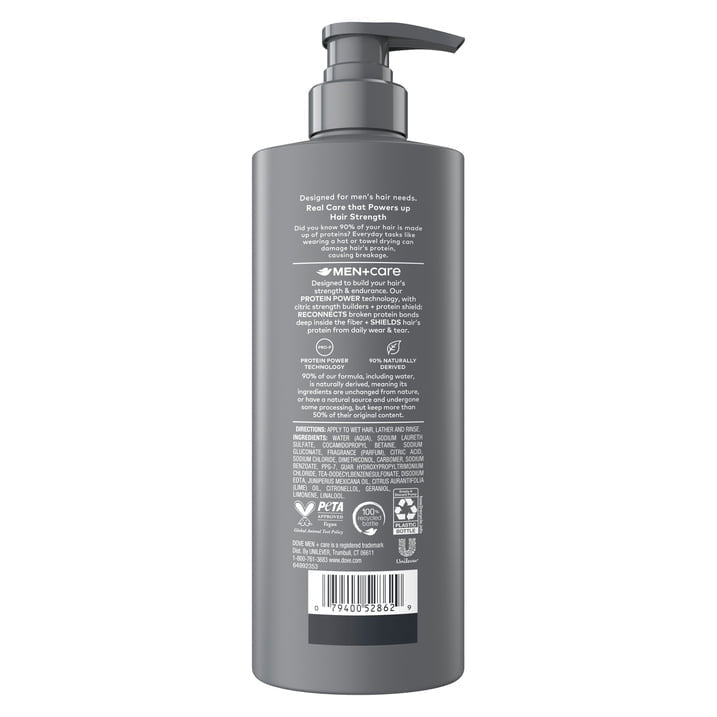 (4 pack) Dove Men+Care 2-in-1 Shampoo for Real Hair that Powers Up Hair Strength Lime & Cedar with Invigorating & Moisturizing Results, 18 fl oz 1 Count