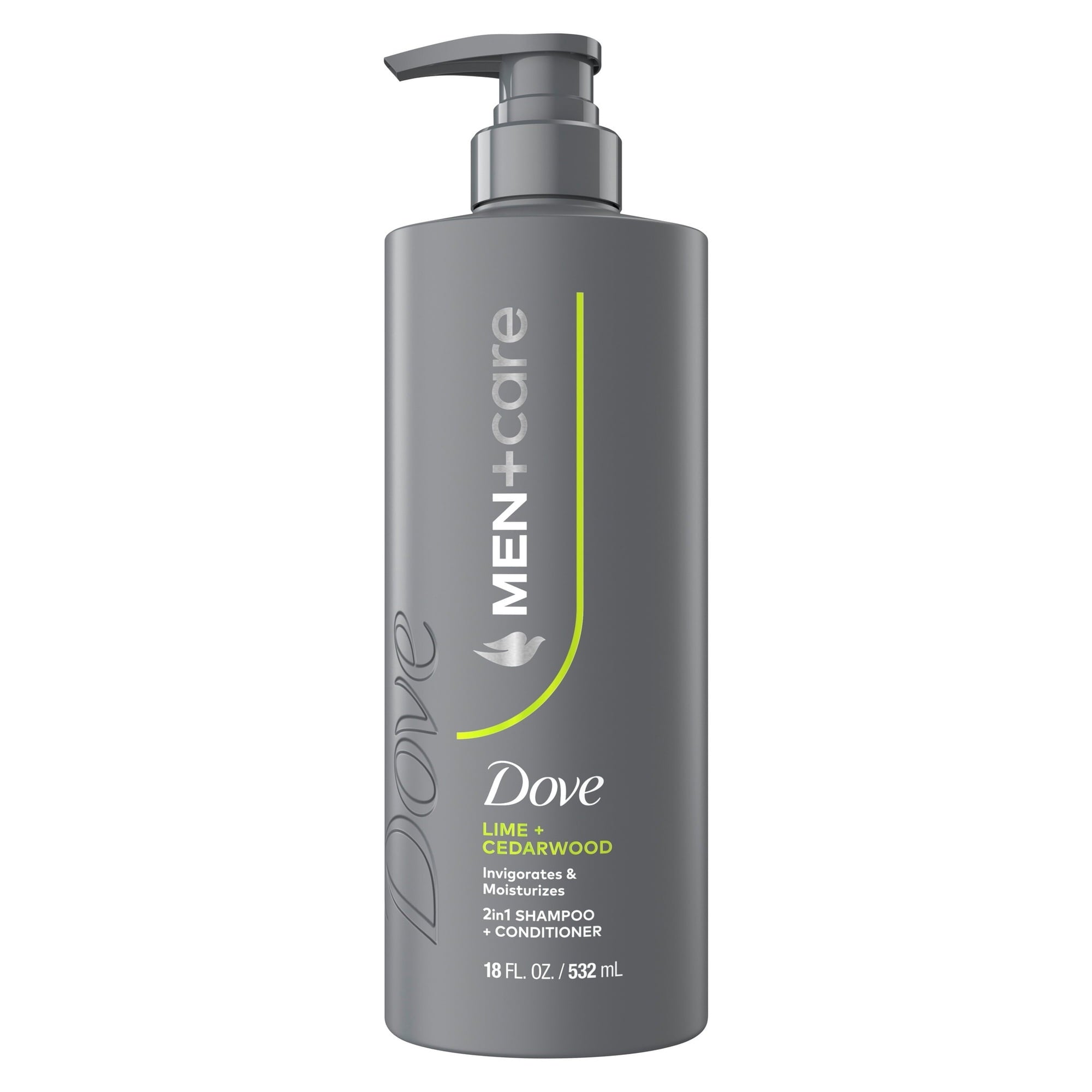 (4 pack) Dove Men+Care 2-in-1 Shampoo for Real Hair that Powers Up Hair Strength Lime & Cedar with Invigorating & Moisturizing Results, 18 fl oz 1 Count