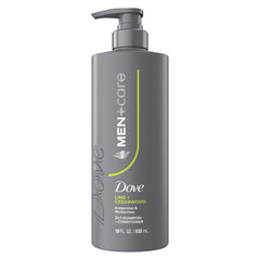 (4 pack) Dove Men+Care 2-in-1 Shampoo for Real Hair that Powers Up Hair Strength Lime & Cedar with Invigorating & Moisturizing Results, 18 fl oz 1 Count
