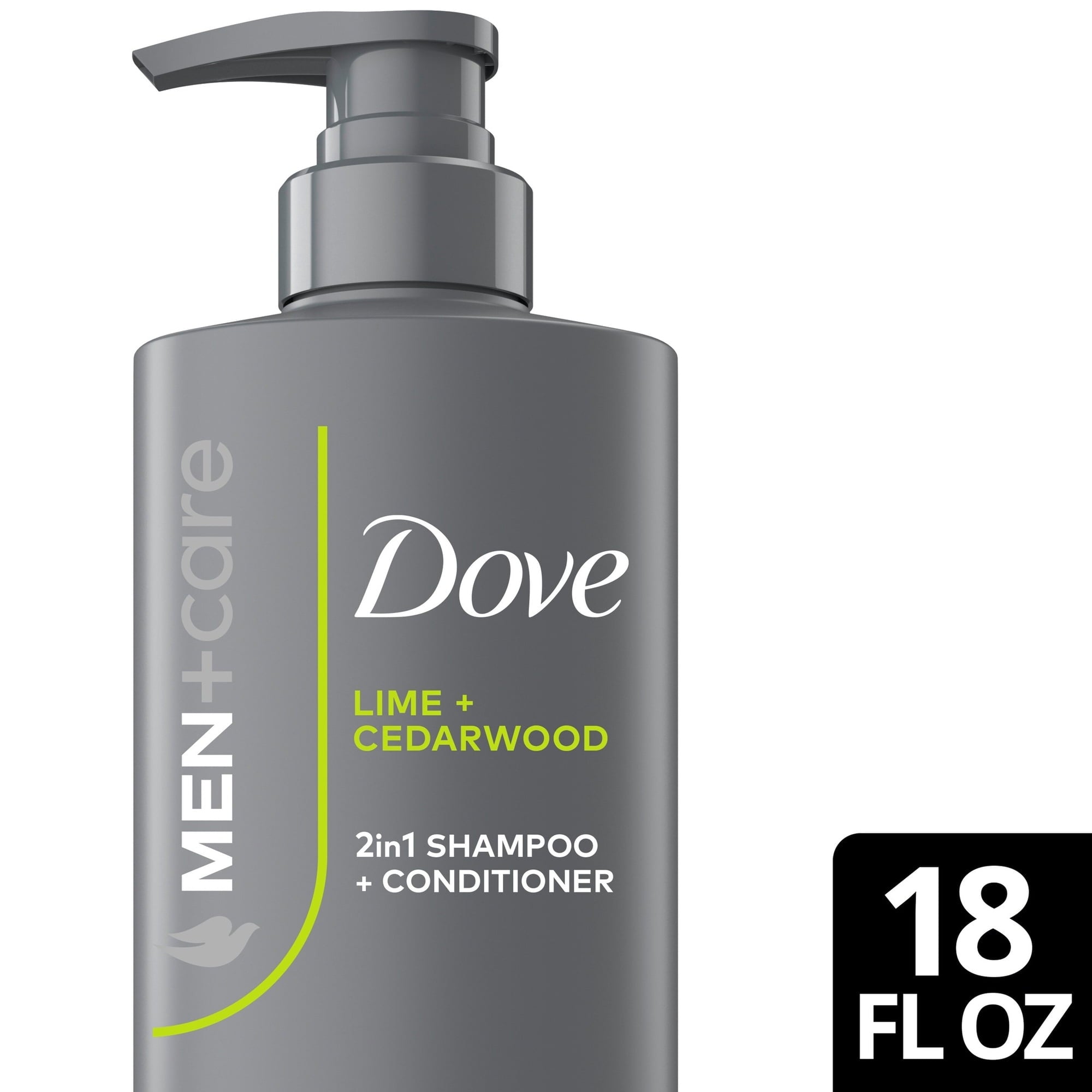 (4 pack) Dove Men+Care 2-in-1 Shampoo for Real Hair that Powers Up Hair Strength Lime & Cedar with Invigorating & Moisturizing Results, 18 fl oz 1 Count