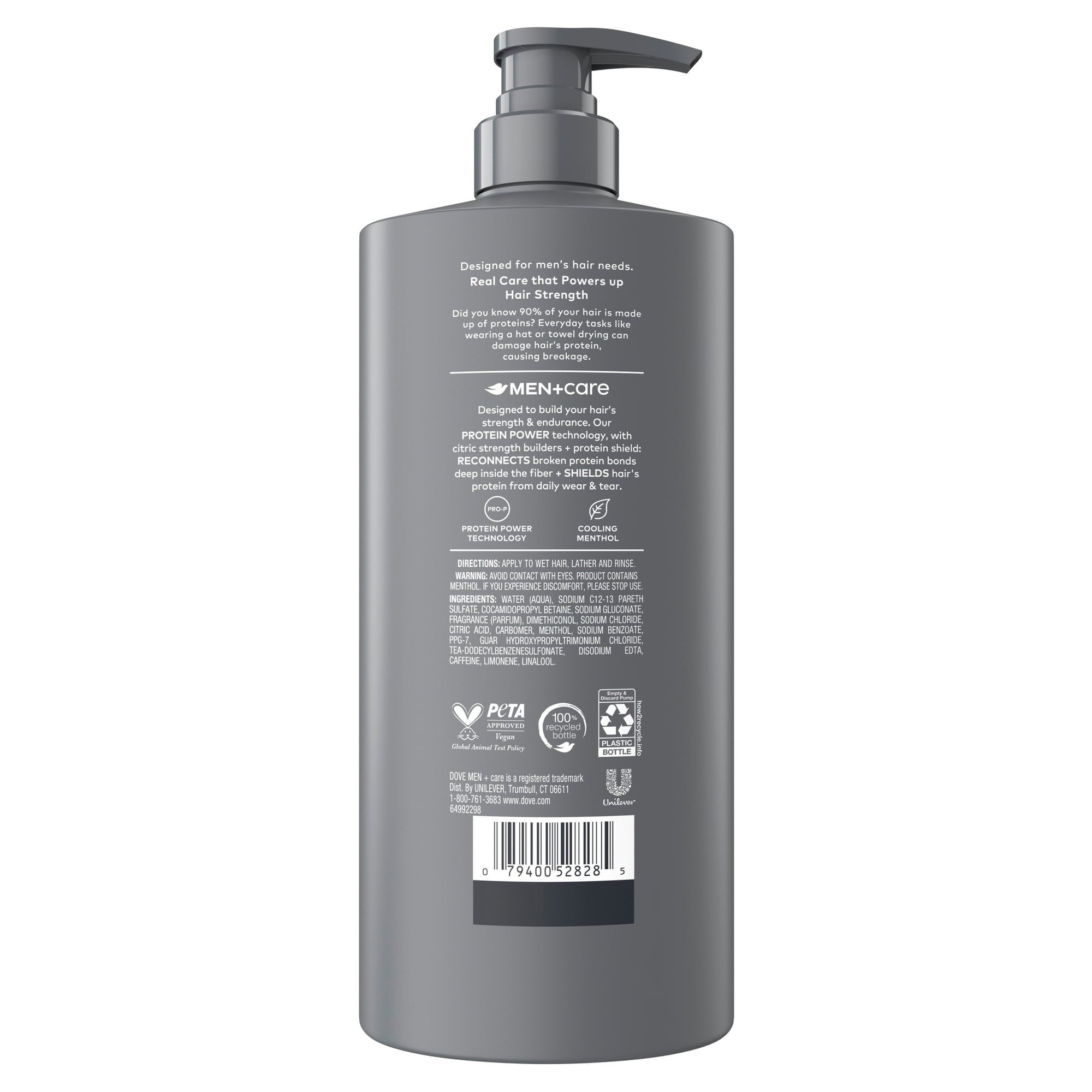 (4 pack) Dove Men+Care Shampoo for Hair Refreshing & Strengthening, Fresh + Clean with Menthol, 28 fl oz