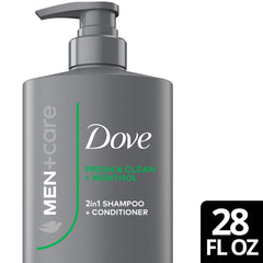 (4 pack) Dove Men+Care Shampoo for Hair Refreshing & Strengthening, Fresh + Clean with Menthol, 28 fl oz