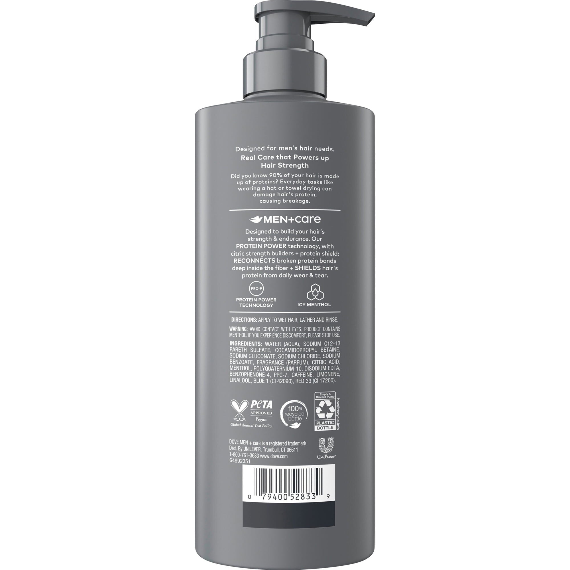 (4 pack) Dove Men+Care Shampoo for Instantly Cools Scalp Cooling Relief with Icy Menthol, 18 fl oz 1 Count