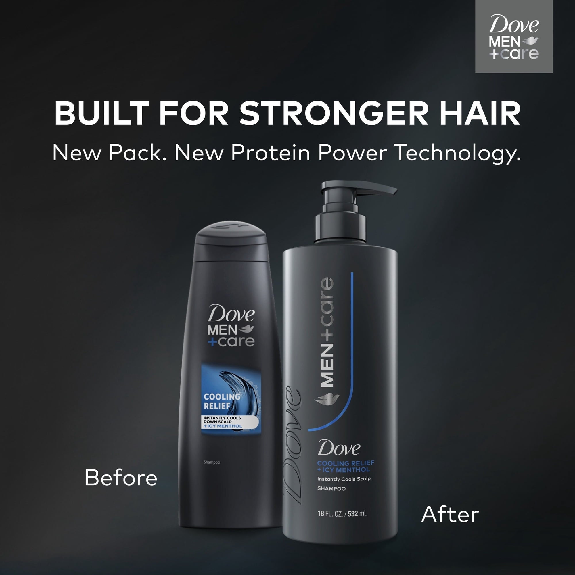 (4 pack) Dove Men+Care Shampoo for Instantly Cools Scalp Cooling Relief with Icy Menthol, 18 fl oz 1 Count