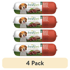 (4 pack) Freshpet Fresh Dog Food, Chunky Beef and Carrot Recipe, Slice & Serve Roll, 1.5 lb.