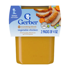 (4 pack) Gerber 2nd Foods Baby Foods, Vegetable Chicken Dinner, 4 oz Tubs (2 Pack)
