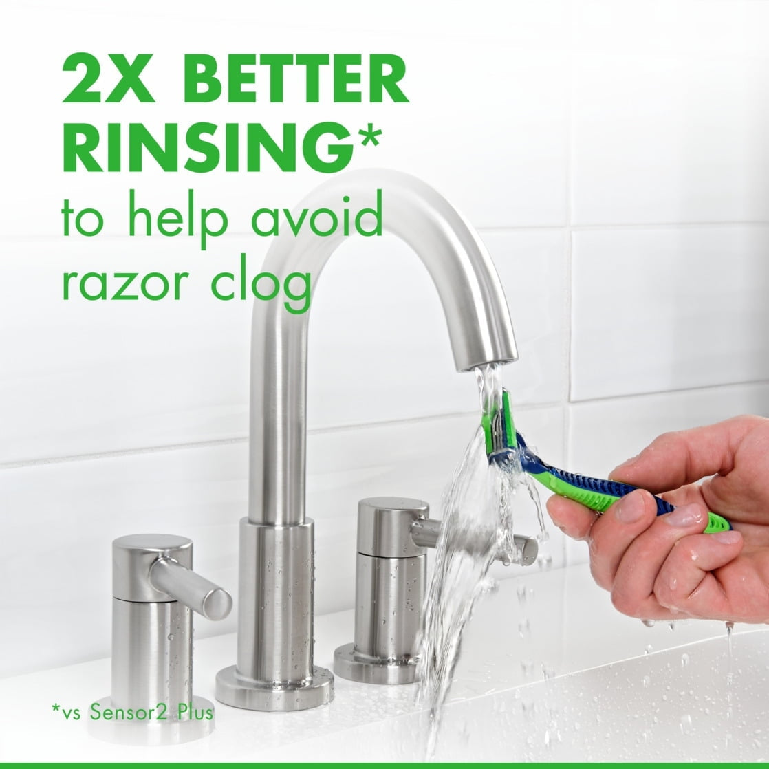(4 pack) Gillette Sensor3 Sensitive Men's Disposable Razor, 1 Razor, Green