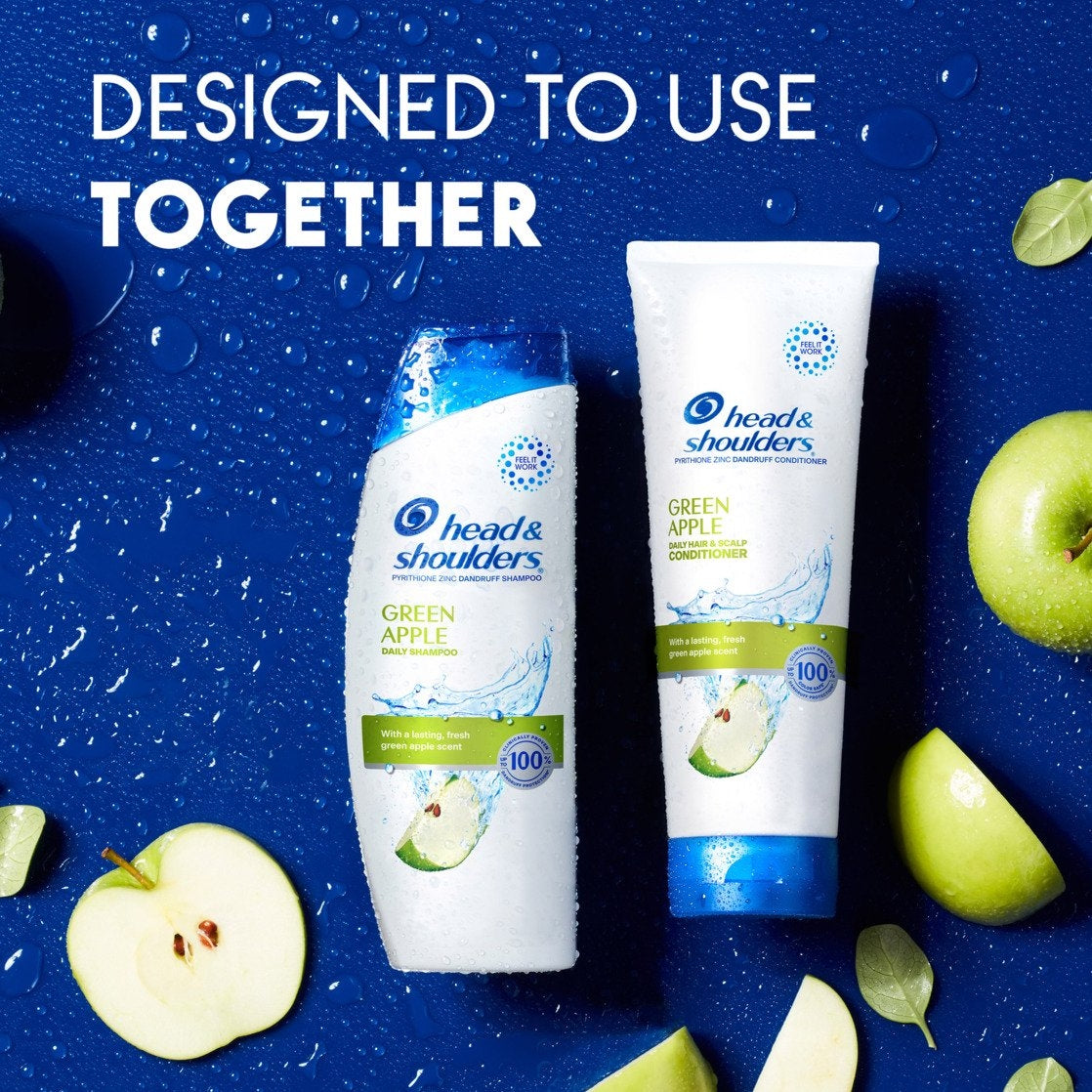 (4 pack) Head and Shoulders Green Apple Shampoo and Conditioner Dual Pack, All Hair Types