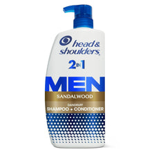 Men 2-in-1 sandalwood dandruff shampoo conditioner bottle with blue pump