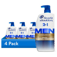 Men 2-in-1 sandalwood dandruff shampoo conditioner, 4-pack bottles with blue pump