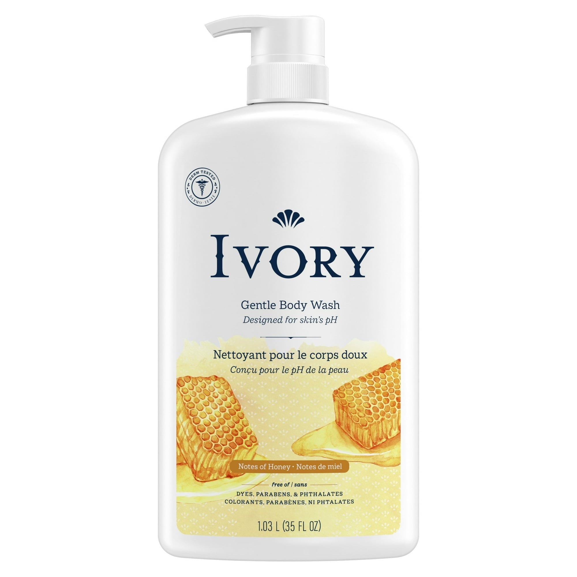 (4 pack) Ivory Mild & Gentle Body Wash, Milk & Honey Scent, for All Skin Types, 35 fl oz