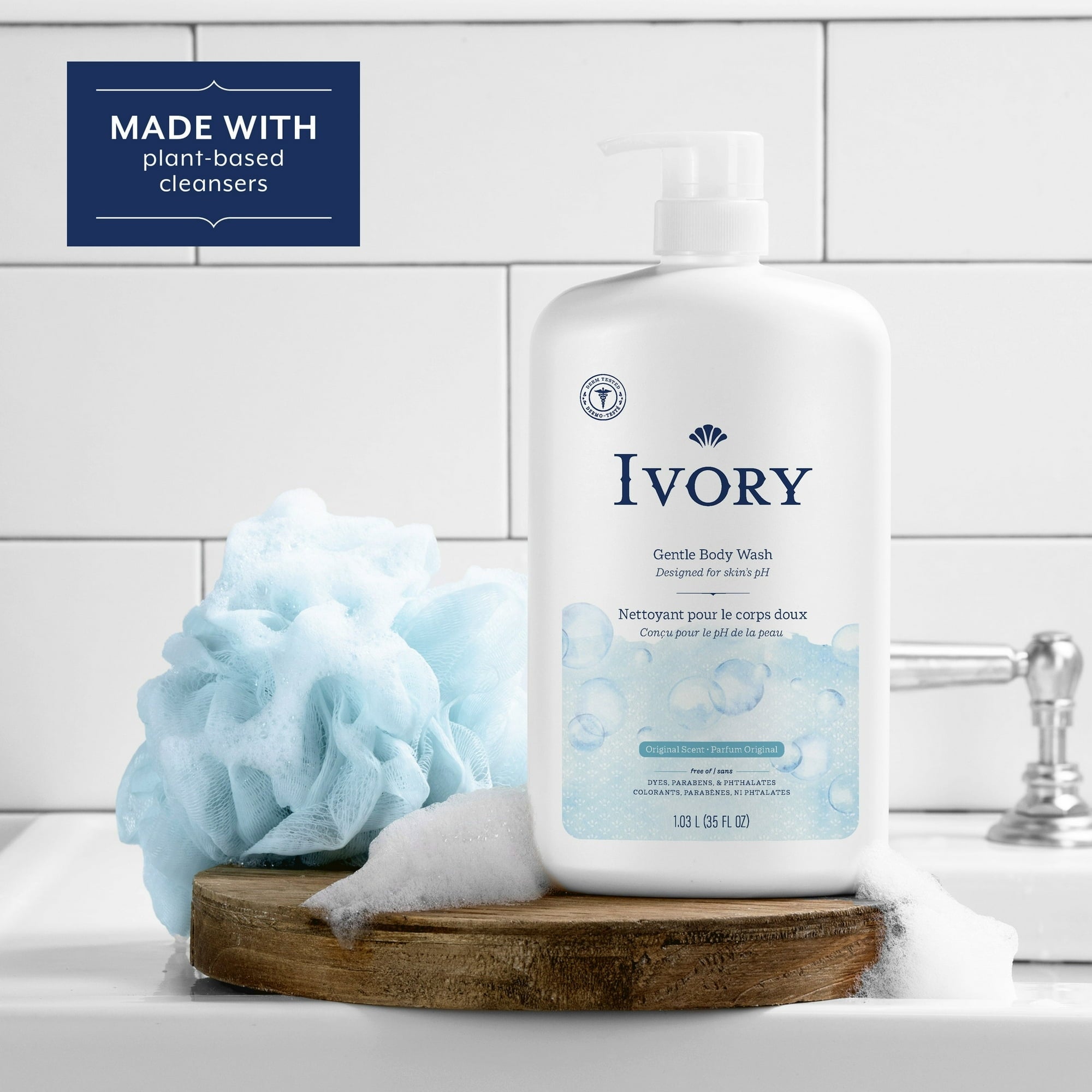(4 pack) Ivory Mild and Gentle Body Wash, Original Scent, 35 fl oz