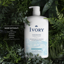 Ivory gentle body wash bottle with pump, made without dyes, parabens & phthalates