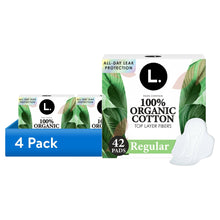 4-pack regular ultra thin menstrual pads with organic cotton top layer, L size