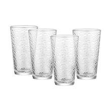 Crackle-textured clear glass drinking tumblers, set of four straight-sided cups