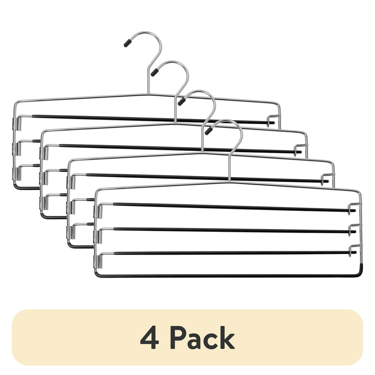 (4 pack) Mainstays Metal 4-Tier Pant & Skirt Hanger, Space Saving, Non-Slip, Heavy Duty & Slim Design