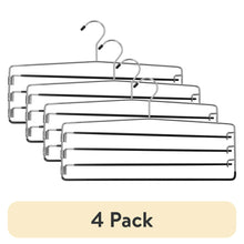 Metal 4-tier pant and skirt hanger set, 4-pack, slim chrome metal frame with hooks