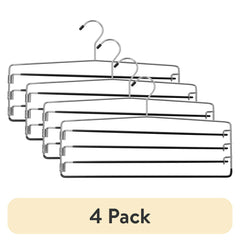 (4 pack) Mainstays Metal 4-Tier Pant & Skirt Hanger, Space Saving, Non-Slip, Heavy Duty & Slim Design