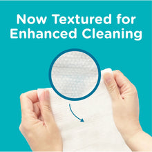 Textured baby wipes for enhanced cleaning, shown with wipe sheet