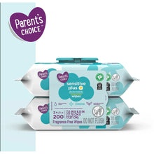 Sensitive Plus fragrance-free baby wipes pack, 200-count, do not flush