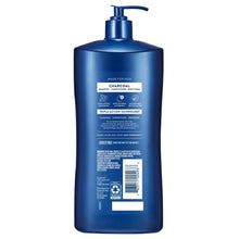 Suave Men charcoal 3-in-1 shampoo conditioner body wash bottle, back label view
