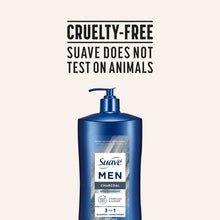 Suave Men charcoal 3-in-1 shampoo conditioner body wash bottle with pump