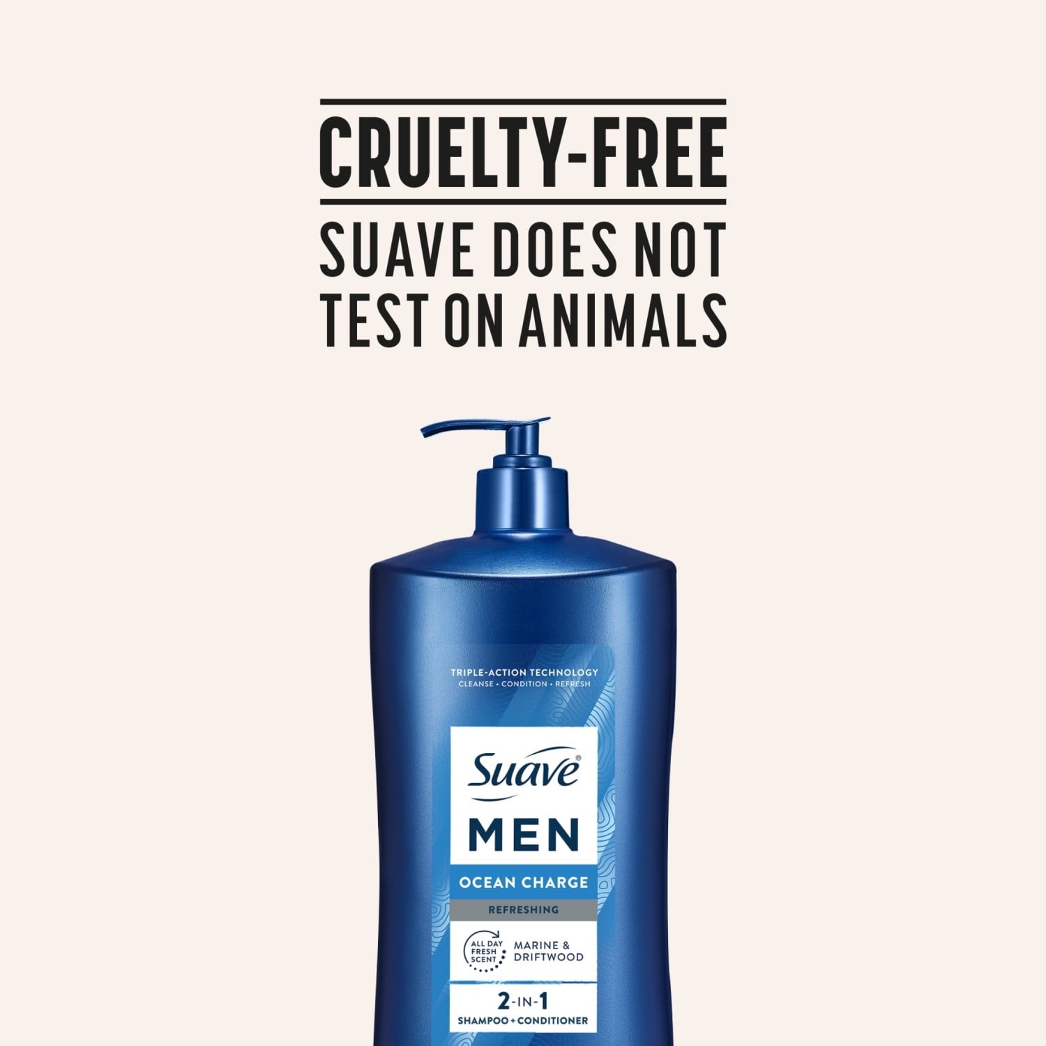 (4 pack) Suave Men Ocean Charge 2-in-1 Refreshing Shampoo & Conditioner with Pro Vitamin B5, 40 FL OZ Pump