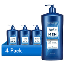 Suave Men Ocean Charge 2-in-1 shampoo conditioner, 4-pack pump bottles