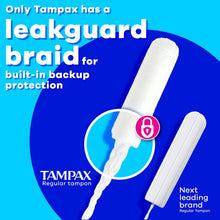 Tampax Pearl Regular tampon illustration with Leakguard braid built-in backup