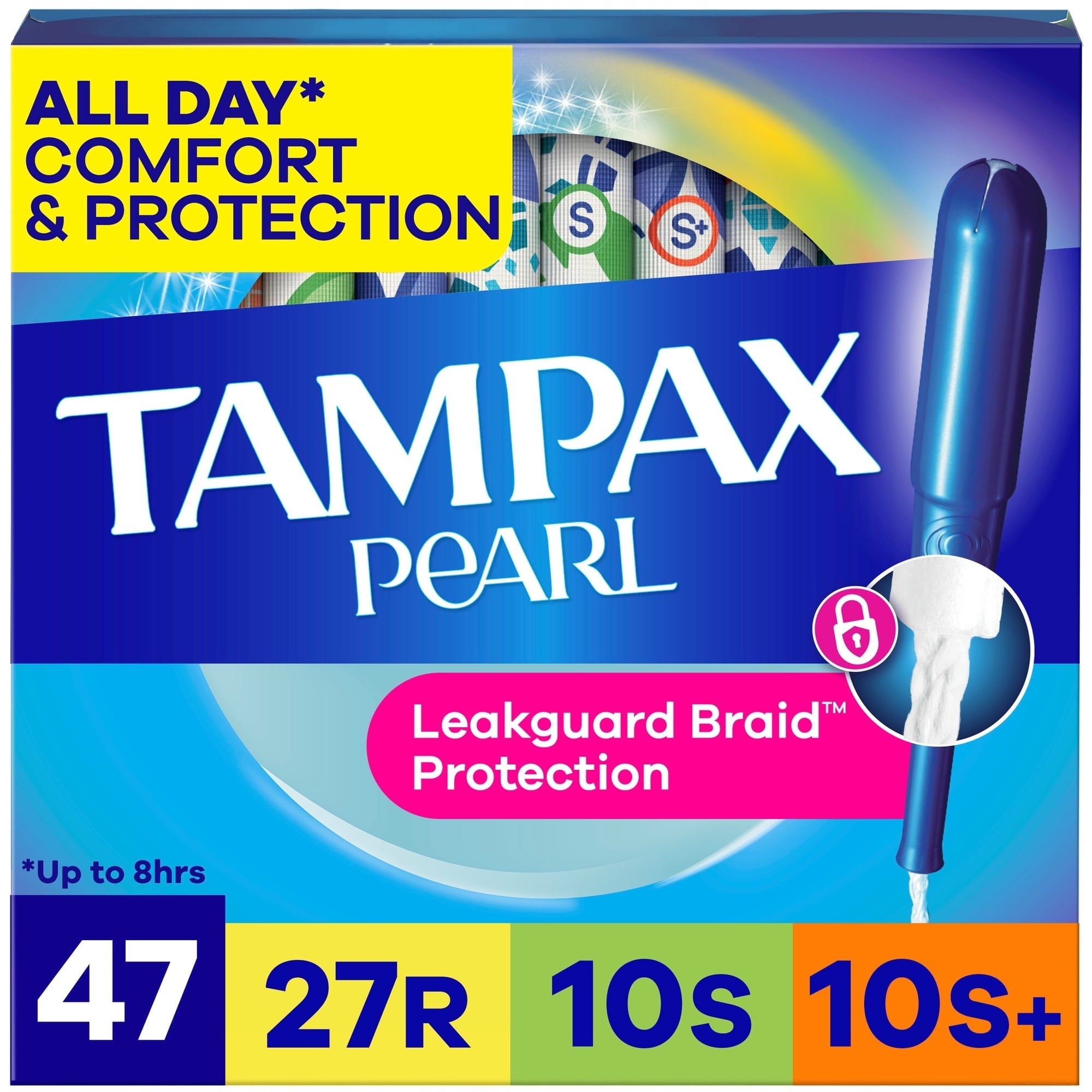 (4 pack) Tampax Pearl Tampons Multipack with LeakGuard Braid, Regular/Super/Super Plus, 47 Count