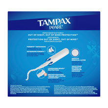 Tampax Pearl tampon box back panel with Leakguard braid and smooth removal layer