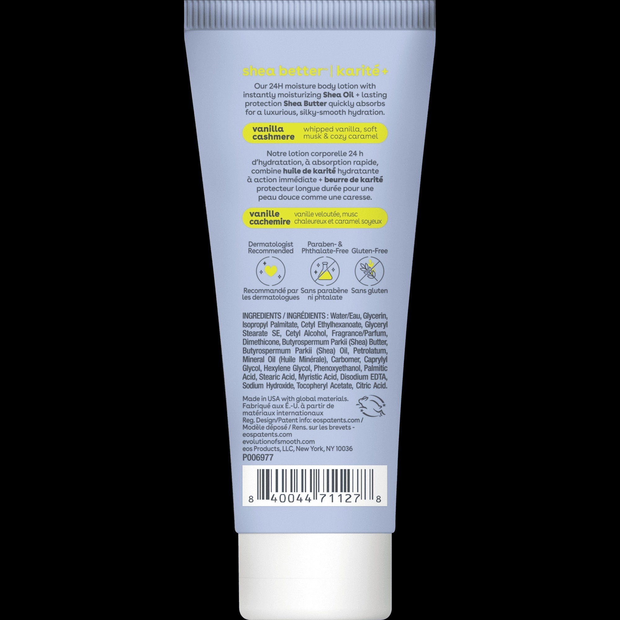 (4 pack) eos Shea Better Travel Size Body Lotion- Vanilla Cashmere, 2.5 fl oz