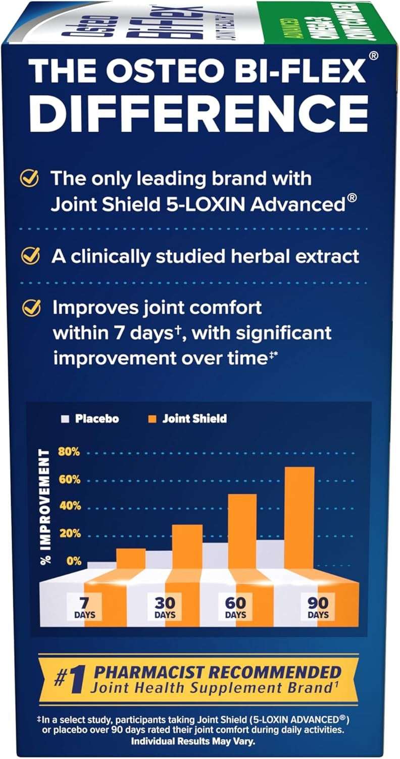 Osteo Bi-Flex Advanced Omega-3 Joint Complex Algae Oil Plant-Based Supplement, Improve Joint Function, Strength, Flexibility, Mobility 80 Softgels