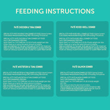 Variety pack feeding instructions for four pate dinner flavors