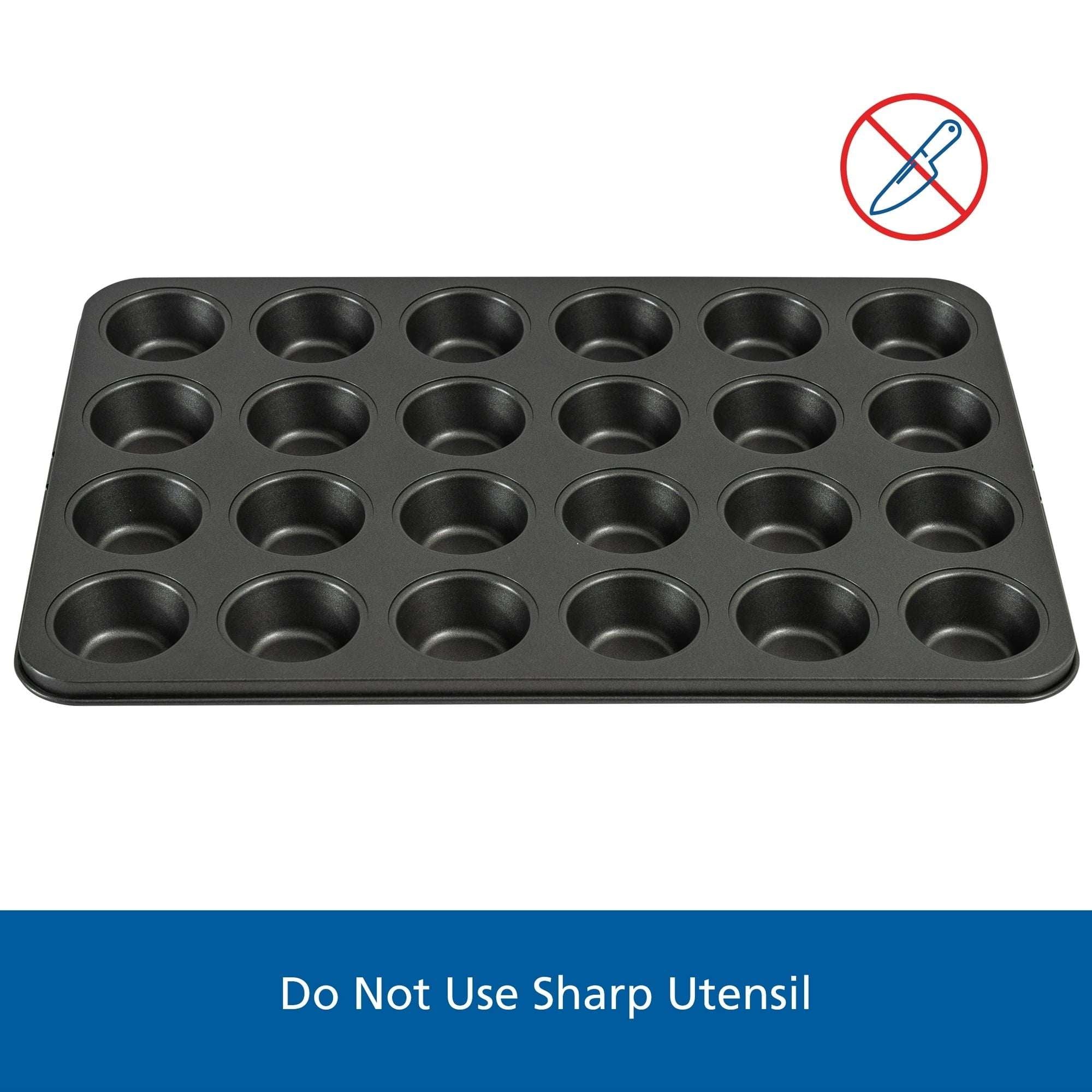 Mainstays 24 Cavity Mini Muffin Pan, Non-Stick Bakeware,1.8 inch Diameter Cups,Gray,Carbon Steel