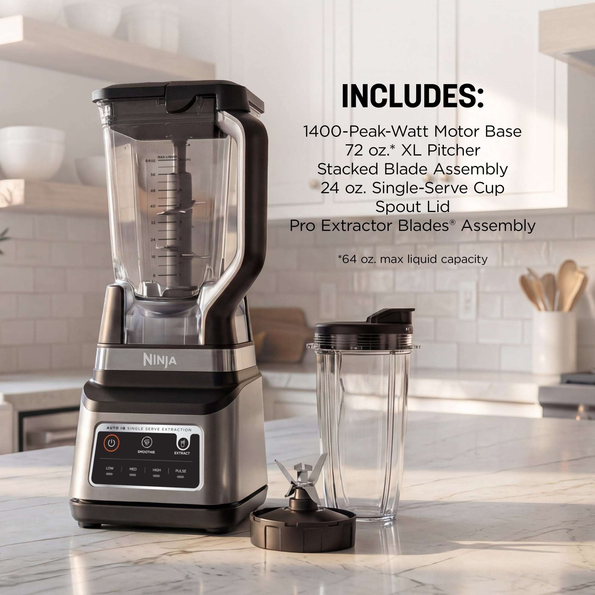 Ninja Professional Plus DUO 72-Oz Blender, Smoothies, Ice Crush, 2 Auto-iQ Preset Programs, 4 Speeds, 1400PW, BN750