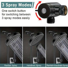Dual shower head system with one-switch control and interchangeable spray modes, black