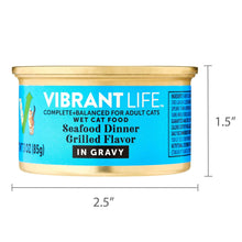 Vibrant Life wet cat food can front label, 2.5 in x 1.5 in