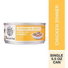 Cat food can, shreds in gravy chicken dinner, single 5.5 oz can