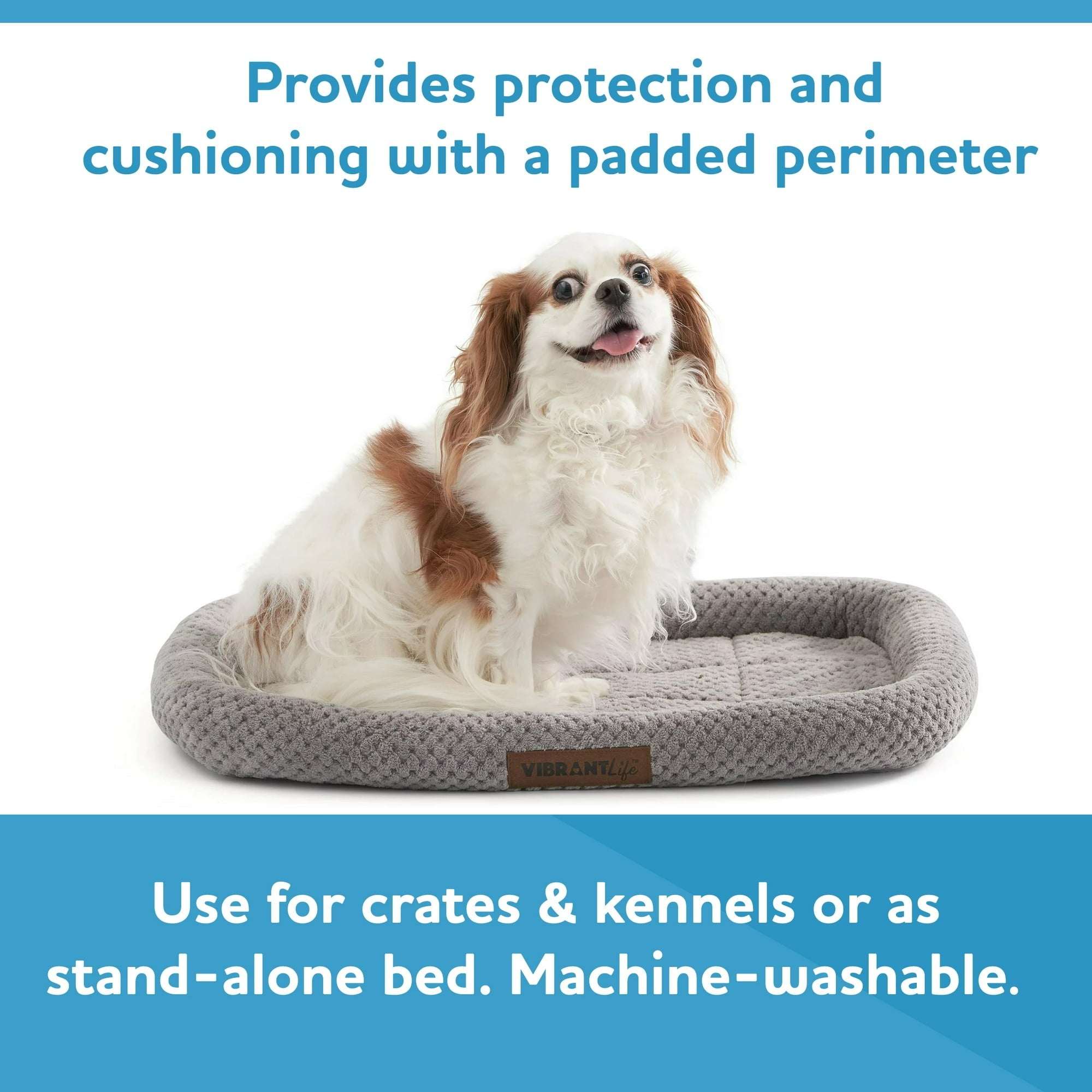 Vibrant Life Cozy Luxe Crate Mat Pet Bed, Gray