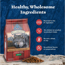 Healthy ingredients panel with dog food bag and brown kibble