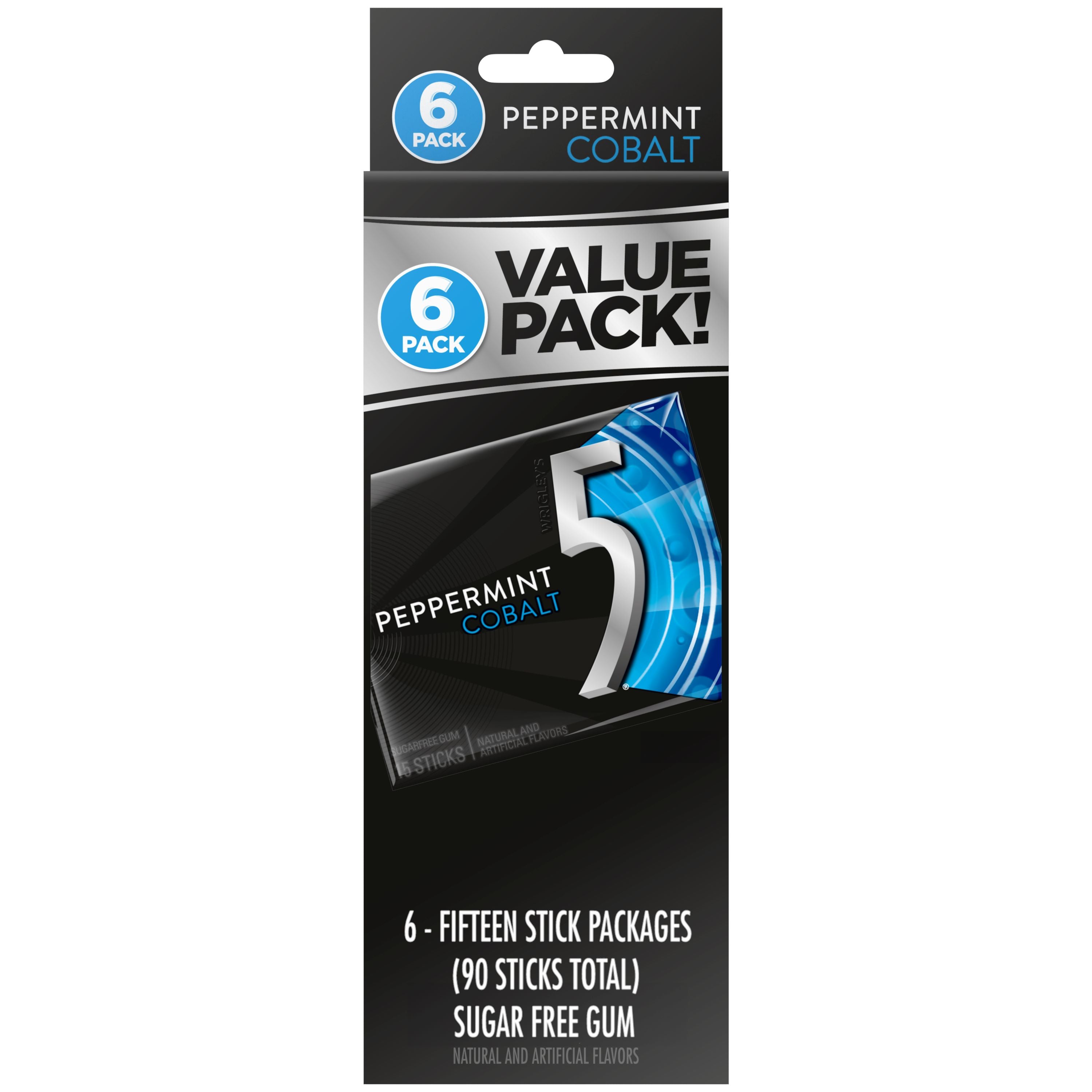 5 Gum Peppermint Cobalt Sugar Free Chewing Gum - 15 ct (3 Pack)