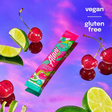 Cherry twist energy drink mix stick with vegan and gluten free labels