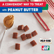 Peanut-butter dog treat bites with peanut butter spoon and Milk-Bone branding