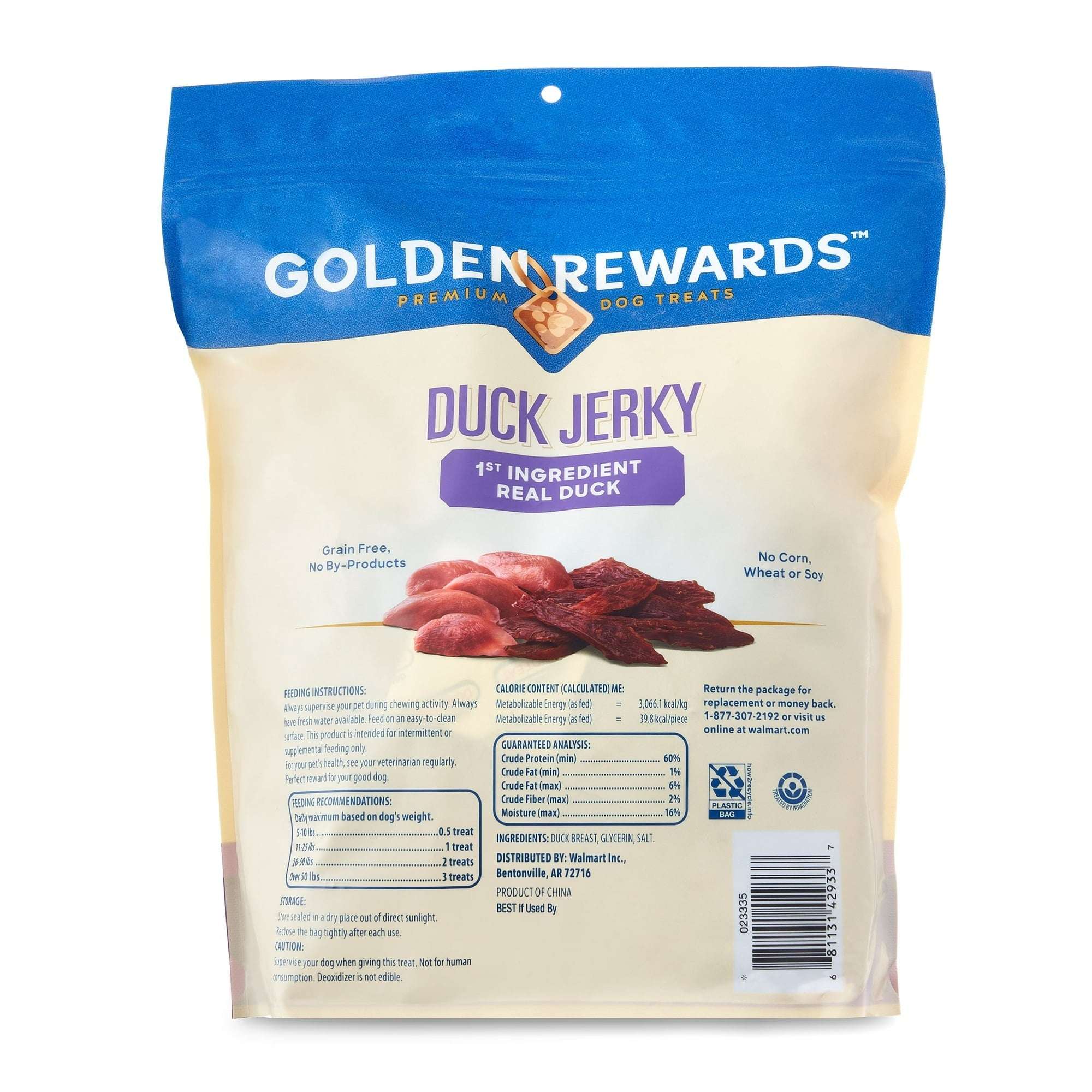 Golden Rewards Duck Jerky Premium Treats for Dogs
