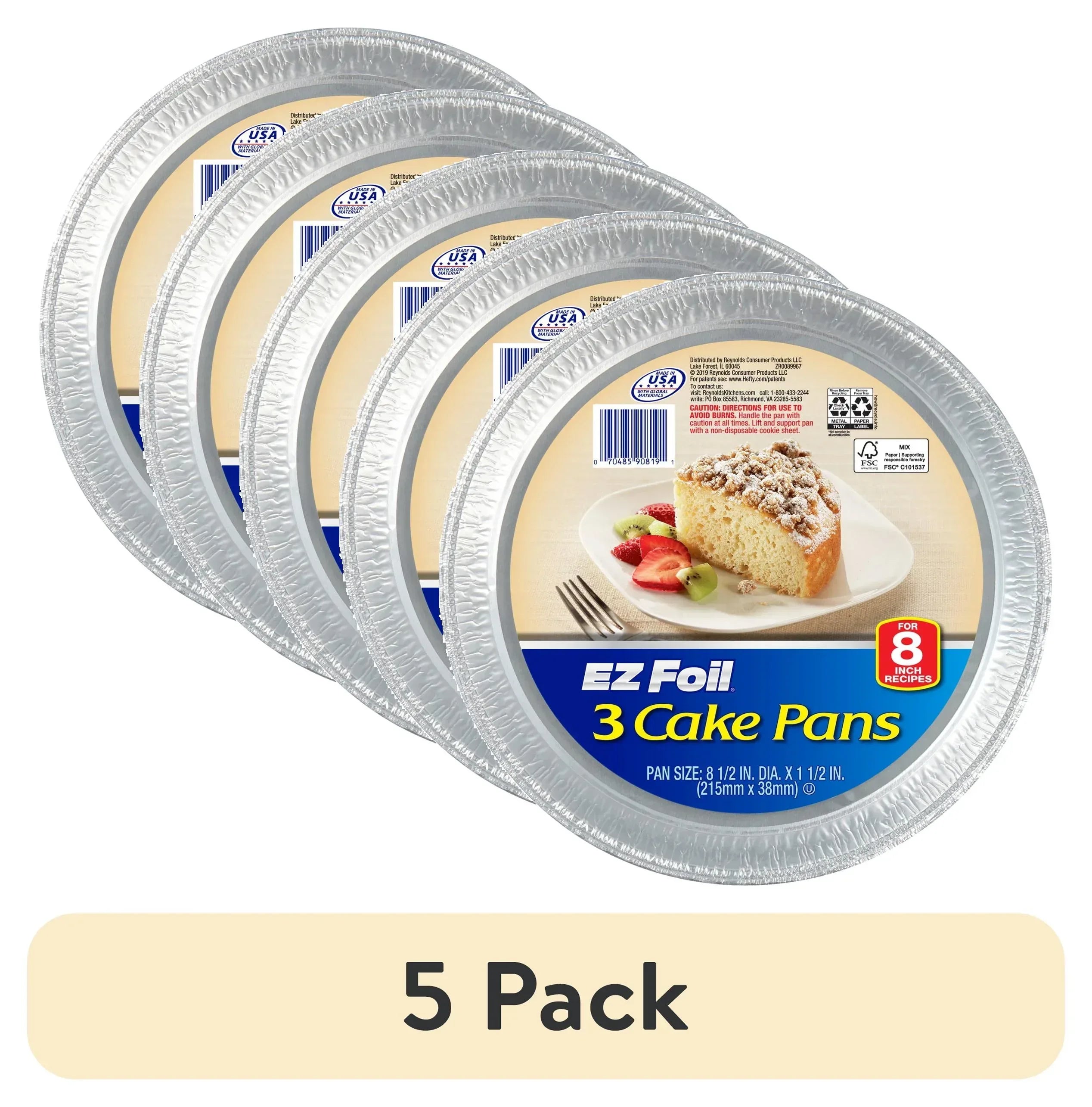 Ez Foil Cake Pans Bakeware 8.5 Inch 8.5 Inch X 1.5 Inch Silver 1 Pack 3 Count