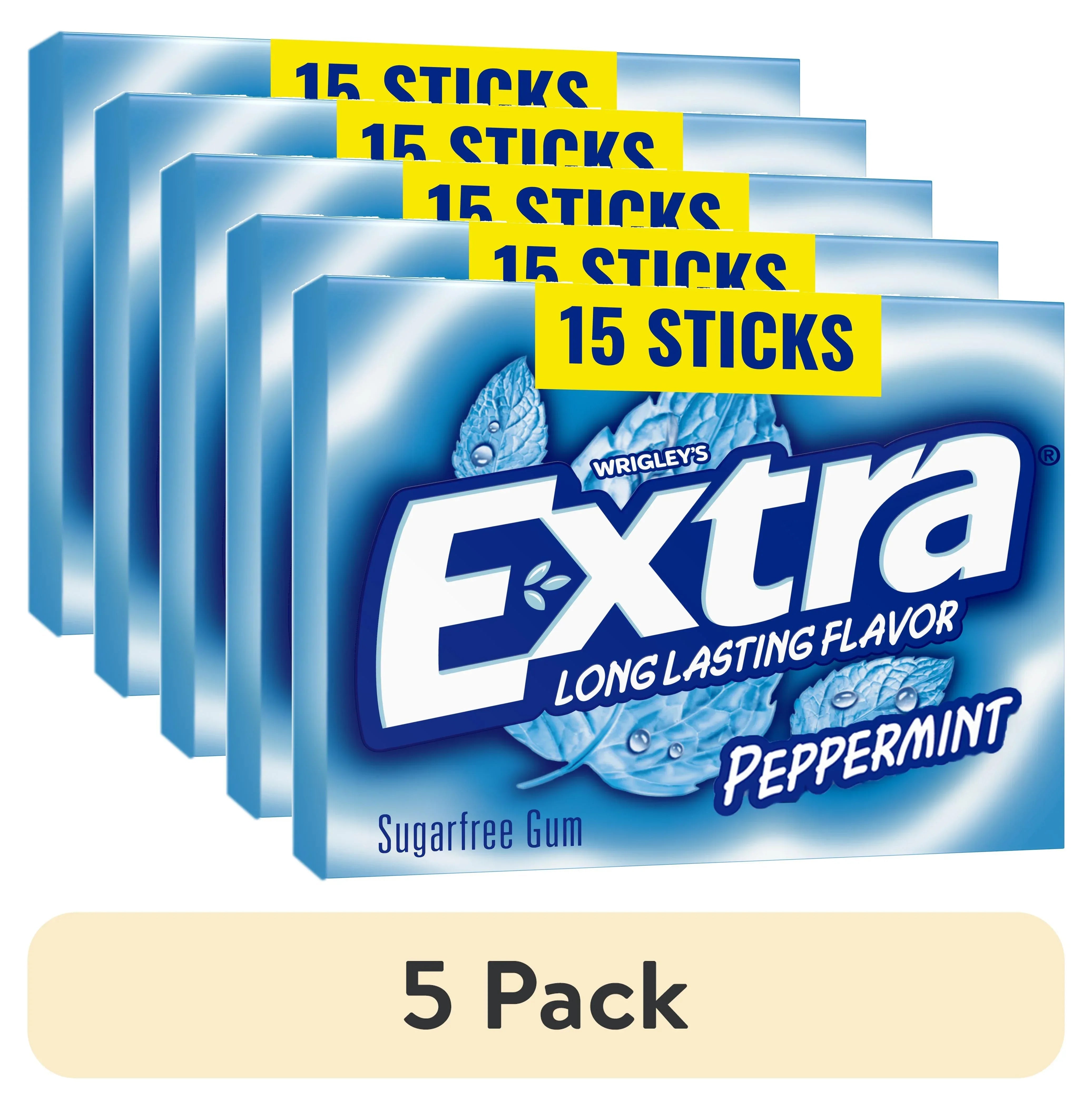 Extra Gum Peppermint Sugar Free Chewing Gum, Single Pack - 15 Stick